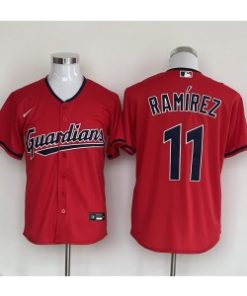 MLB Cleveland Guardians 11 José Ramírez Red Nike Cool Base Men Jersey