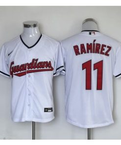 MLB Cleveland Guardians 11 José Ramírez White Nike Cool Base Men Jersey