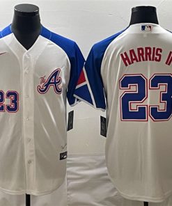 Men's Atlanta Braves #23 Michael Harris II White 2023 City Connect Cool Base Stitched Jersey