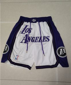 Men's Los Angeles Lakers White Purple Shorts (Run Small)