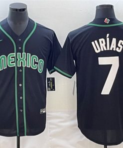 Men's Mexico Baseball #7 Julio Urías 2023 Black World Baseball Classic Stitched Jersey