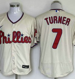 Men's Philadelphia Phillies #7 Trea Turner Cream Stitched MLB Flex Base Nike Jersey