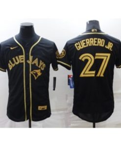 MLB Blue Jays 27 Vladimir Guerrero Jr. Black Gold Flexbase Men Jersey