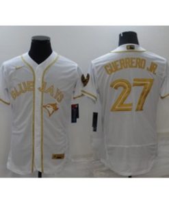 MLB Blue Jays 27 Vladimir Guerrero Jr. White Gold Flexbase Men Jersey