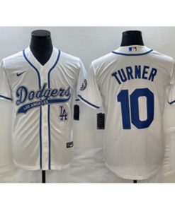 MLB Dodgers 10 Justin Turner White Baseball Logo Nike Cool Base Men Jersey