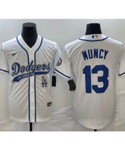 MLB Dodgers 13 Max Muncy White Baseball Logo Nike Cool Base Men Jersey