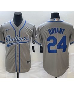 MLB Dodgers 24 Kobe Bryant Grey Baseball Logo Nike Cool Base Men Jersey