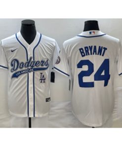 MLB Dodgers 24 Kobe Bryant White Baseball Logo Nike Cool Base Men Jersey