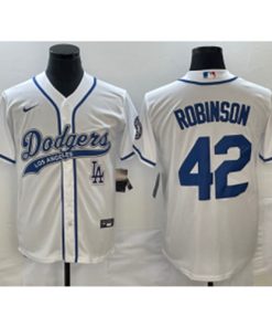 MLB Dodgers 42 Jackie Robinson White Baseball Logo Nike Cool Base Men Jersey