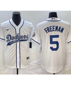 MLB Dodgers 5 Freddie Freeman White Baseball Logo Nike Cool Base Men Jersey