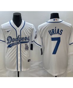 MLB Dodgers 7 Julio Urias White Baseball Logo Nike Cool Base Men Jersey