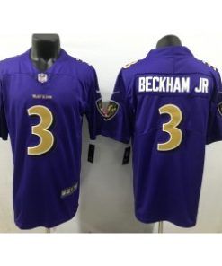 Men's Baltimore Ravens #3 Odell Beckham Jr. Purple Vapor Untouchable Football Jersey