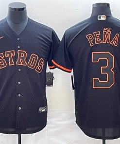 Men's Houston Astros #3 Jeremy Peña Black Cool Base Stitched Jersey
