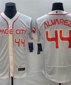 Men's Houston Astros #44 Yordan Alvarez White With 2022 World Serise Champions Patch Stitched Baseball Jersey