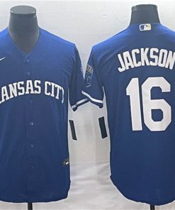 Men's Kansas City Royals #16 Bo Jackson Navy Cool Base Stitched Baseball Jersey