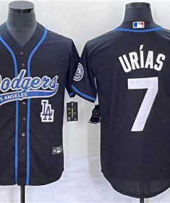 Men's Los Angeles Dodgers #7 Julio Urías Black With Patch Cool Base Stitched Baseball Jersey