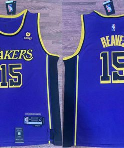 Men's Los Angeles Lakers #15 Austin Reaves Purple With NO.6 Patch Stitched Basketball Jersey