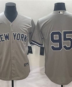 Men's New York Yankees #95 Oswaldo Cabrera Gray Cool Base Stitched Jersey