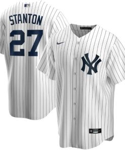 Men's New York Yankees White #27 Giancarlo Stanton Cool Base Stitched MLB Jersey