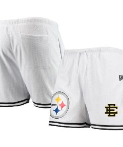 Men's Pittsburgh Steelers Pro White Black Shorts 001