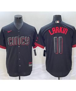 MLB Reds 11 Barry Larkin Black 2023 City Connect Nike Cool Base Men Jersey