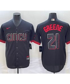 MLB Reds 21 Greene Black 2023 City Connect Nike Cool Base Men Jersey