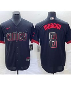 MLB Reds 8 Joe Morgan Black 2023 City Connect Nike Cool Base Men Jersey