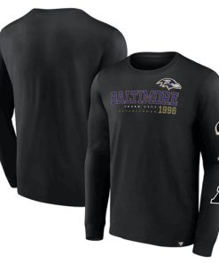 Men's Baltimore Ravens Black High Whip Pitcher Long Sleeve T-Shirt