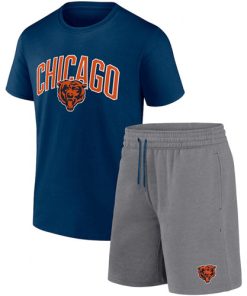 Men's Chicago Bears Navy Heather Gray Arch T-Shirt and Shorts Combo Set