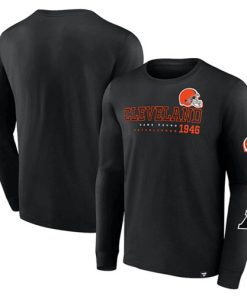 Men's Cleveland Browns Black High Whip Pitcher Long Sleeve T-Shirt