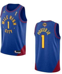 Men's Denver Nuggets #1 Michael Porter Jr. Blue 2023 Finals Champions Statement Edition Stitched Basketball Jersey