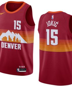 Men's Denver Nuggets #15 Nikola Jokic Red City Edition Stitched Jersey