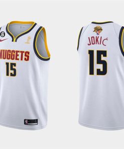 Men's Denver Nuggets #15 Nikola Jokic White 2023 Finals Champions Association Edition With NO.6 Patch Stitched Basketball Jersey