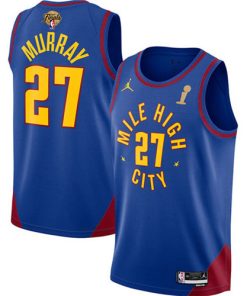 Men's Denver Nuggets #27 Jamal Murray Blue 2023 Finals Champions Statement Edition Stitched Basketball Jersey