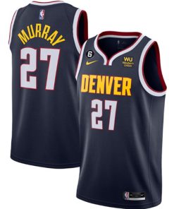 Men's Denver Nuggets #27 Jamal Murray Navy Icon Edition With NO.6 Patch Stitched Jersey