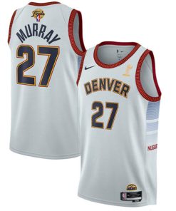Men's Denver Nuggets #27 Jamal Murray White 2023 Finals Champions Icon Edition Stitched Basketball Jersey