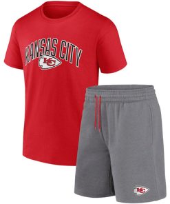 Men's Kansas City Chiefs Red Heather Gray Arch T-Shirt and Shorts Combo Set
