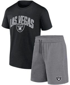 Men's Las Vegas Raiders Black Heather Gray Arch T-Shirt and Shorts Combo Set