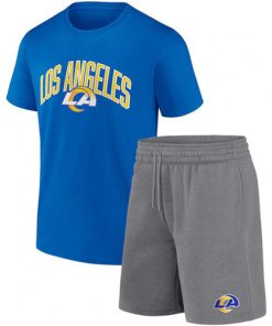 Men's Los Angeles Rams Blue Heather Gray Arch T-Shirt and Shorts Combo Set