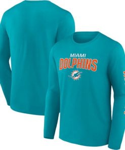 Men's Miami Dolphins Aqua Go The Distance Long Sleeve T-Shirt
