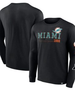 Men's Miami Dolphins Black High Whip Pitcher Long Sleeve T-Shirt