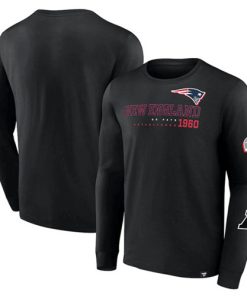 Men's New England Patriots Black High Whip Pitcher Long Sleeve T-Shirt