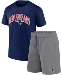 Men's New England Patriots Navy Heather Gray Arch T-Shirt and Shorts Combo Set
