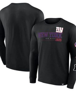 Men's New York Giants Black High Whip Pitcher Long Sleeve T-Shirt