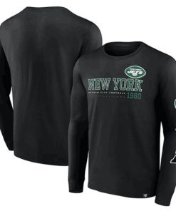 Men's New York Jets Black High Whip Pitcher Long Sleeve T-Shirt