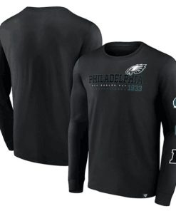 Men's Philadelphia Eagles Black High Whip Pitcher Long Sleeve T-Shirt