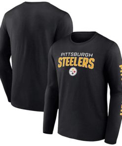 Men's Pittsburgh Steelers Black Go The Distance Long Sleeve T-Shirt