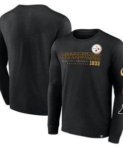 Men's Pittsburgh Steelers Black High Whip Pitcher Long Sleeve T-Shirt