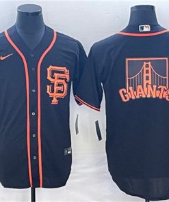 Men's San Francisco Giants Black Team Big Logo Cool Base Stitched Baseball Jersey