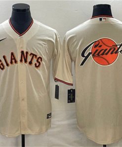Men's San Francisco Giants Cream Team Big Logo Cool Base Stitched Baseball Jersey